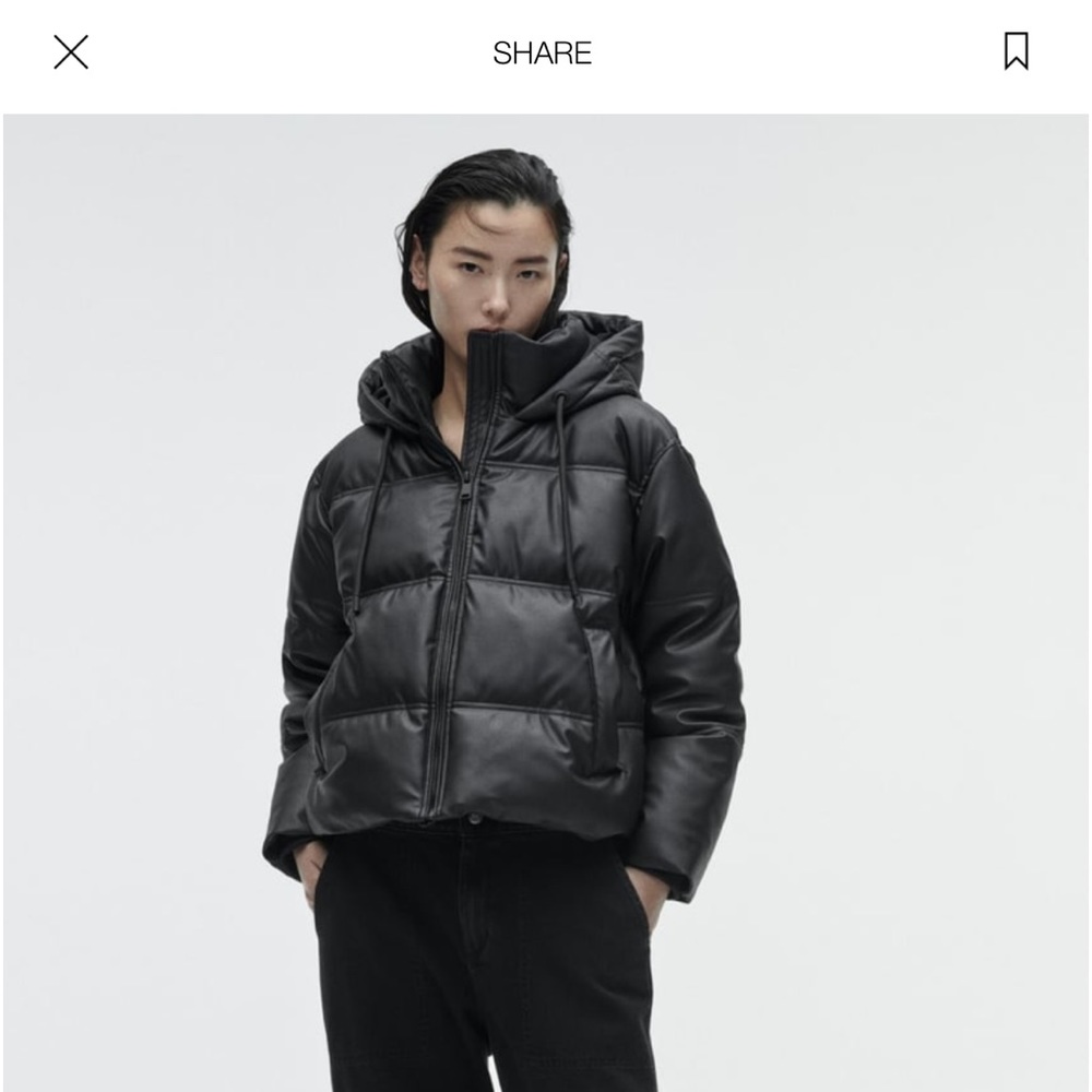 Zara faux leather hooded jacket